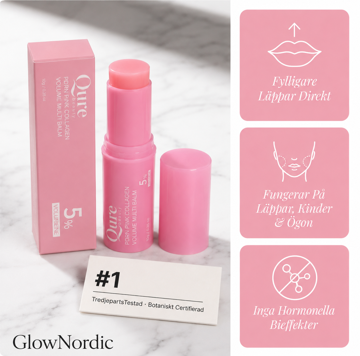 PDRN Collagen Balm Stick — Mot rynkor, linjer & slapp hud GlowNordic