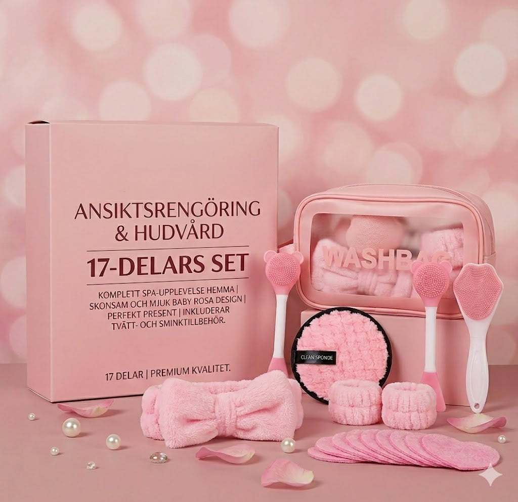 Ansiktsrengöring & Hudvård – 17-delars Set tvc-ali-almatook