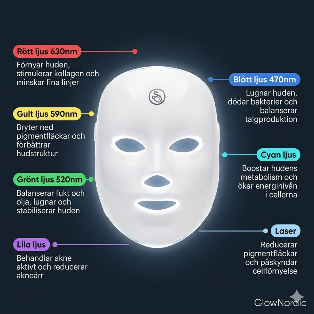 GlowNordic PRO LED-mask: 7-färgers ljusterapi GlowNordic