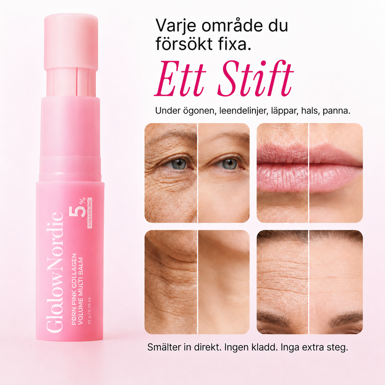 PDRN Collagen Balm Stick — Mot rynkor, linjer & slapp hud GlowNordic
